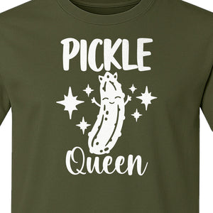 Pickle Queen T-Shirt, Funny Crowned Dill Graphic with Sparkling Stars for Food Lovers