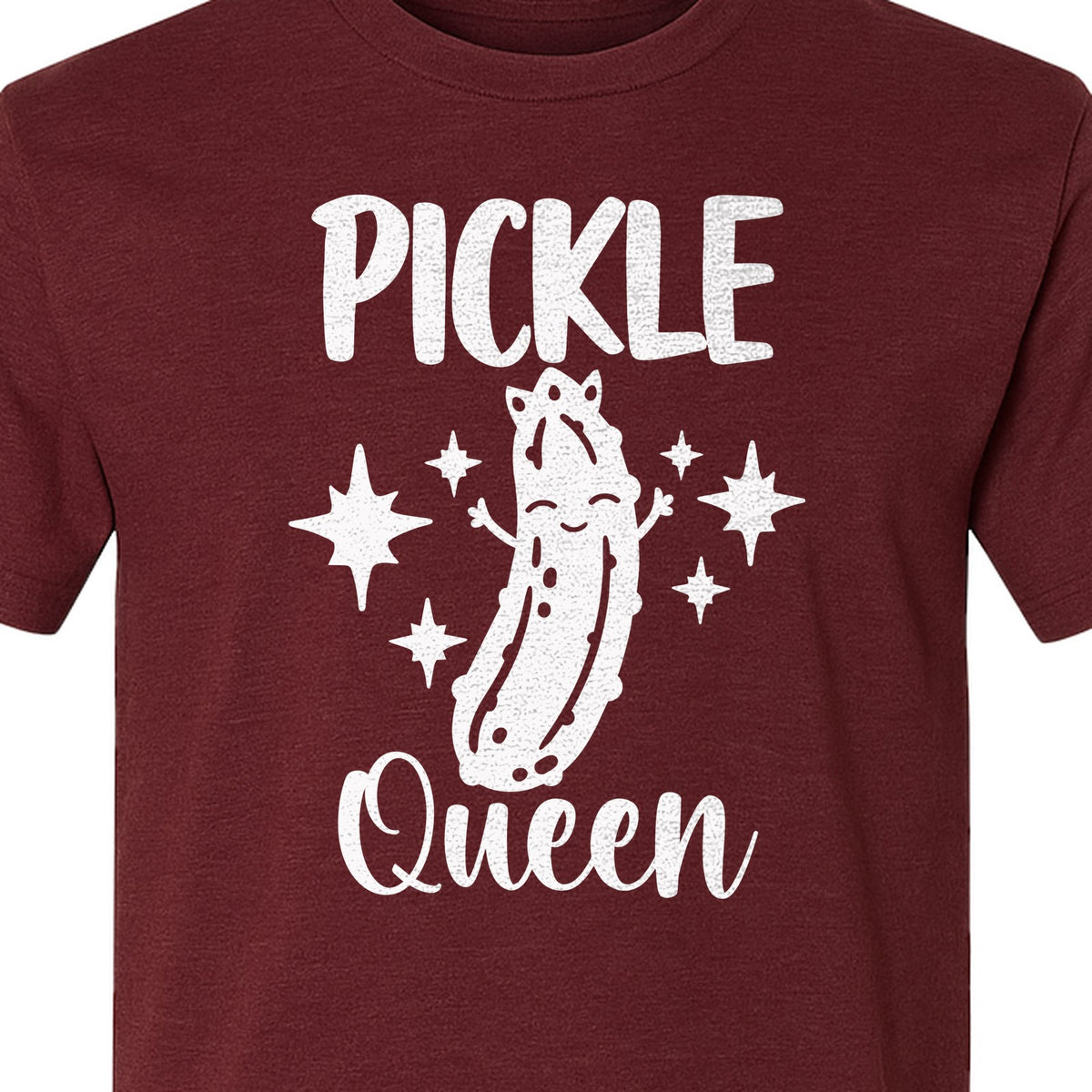 Pickle Queen T-Shirt, Funny Crowned Dill Graphic with Sparkling Stars for Food Lovers