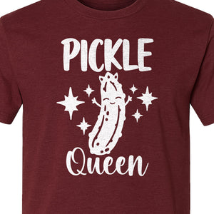 Pickle Queen T-Shirt, Funny Crowned Dill Graphic with Sparkling Stars for Food Lovers
