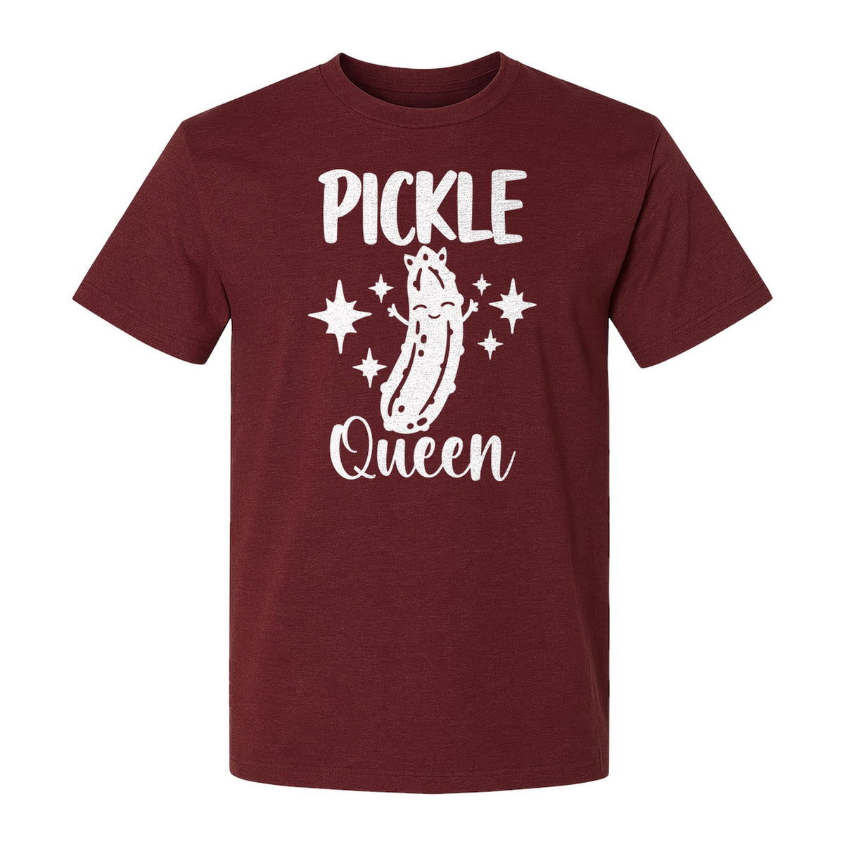 Pickle Queen T-Shirt, Funny Crowned Dill Graphic with Sparkling Stars for Food Lovers