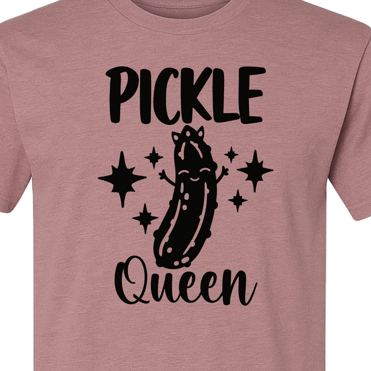 Pickle Queen T-Shirt, Funny Crowned Dill Graphic with Sparkling Stars for Food Lovers
