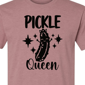 Pickle Queen T-Shirt, Funny Crowned Dill Graphic with Sparkling Stars for Food Lovers