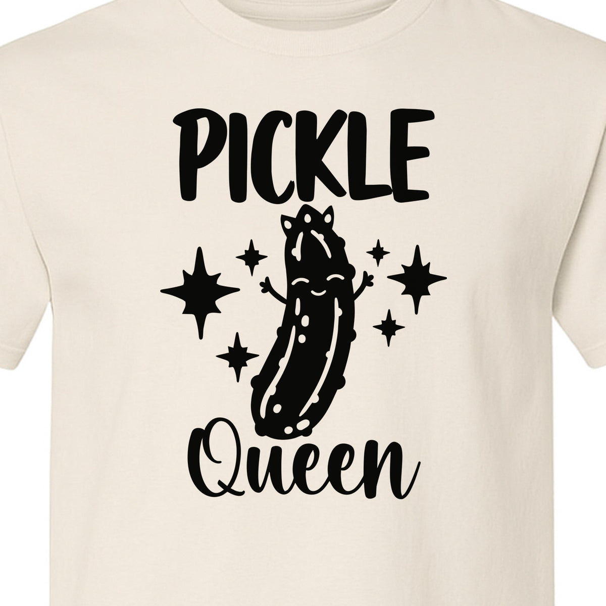 Pickle Queen T-Shirt, Funny Crowned Dill Graphic with Sparkling Stars for Food Lovers