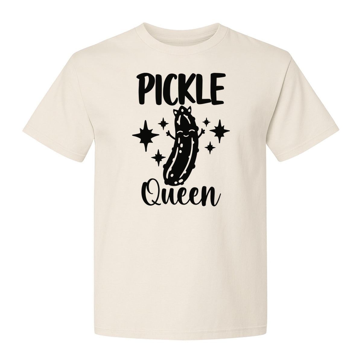 Pickle Queen T-Shirt, Funny Crowned Dill Graphic with Sparkling Stars for Food Lovers