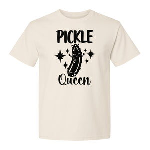 Pickle Queen T-Shirt, Funny Crowned Dill Graphic with Sparkling Stars for Food Lovers