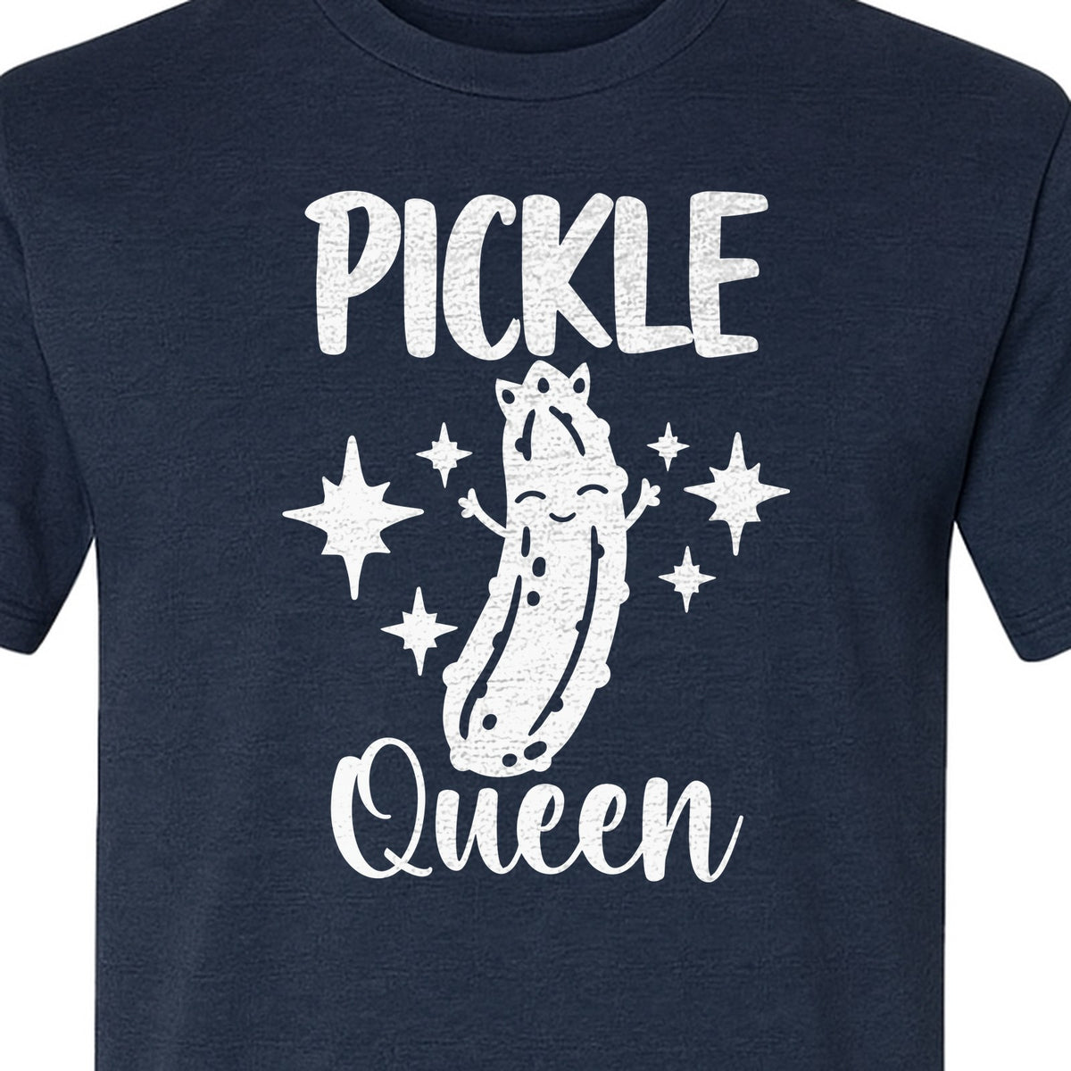 Pickle Queen T-Shirt, Funny Crowned Dill Graphic with Sparkling Stars for Food Lovers