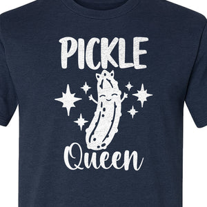 Pickle Queen T-Shirt, Funny Crowned Dill Graphic with Sparkling Stars for Food Lovers