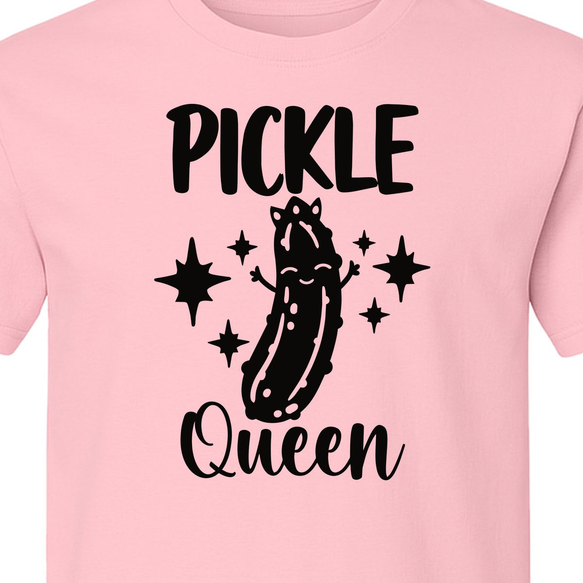 Pickle Queen T-Shirt, Funny Crowned Dill Graphic with Sparkling Stars for Food Lovers