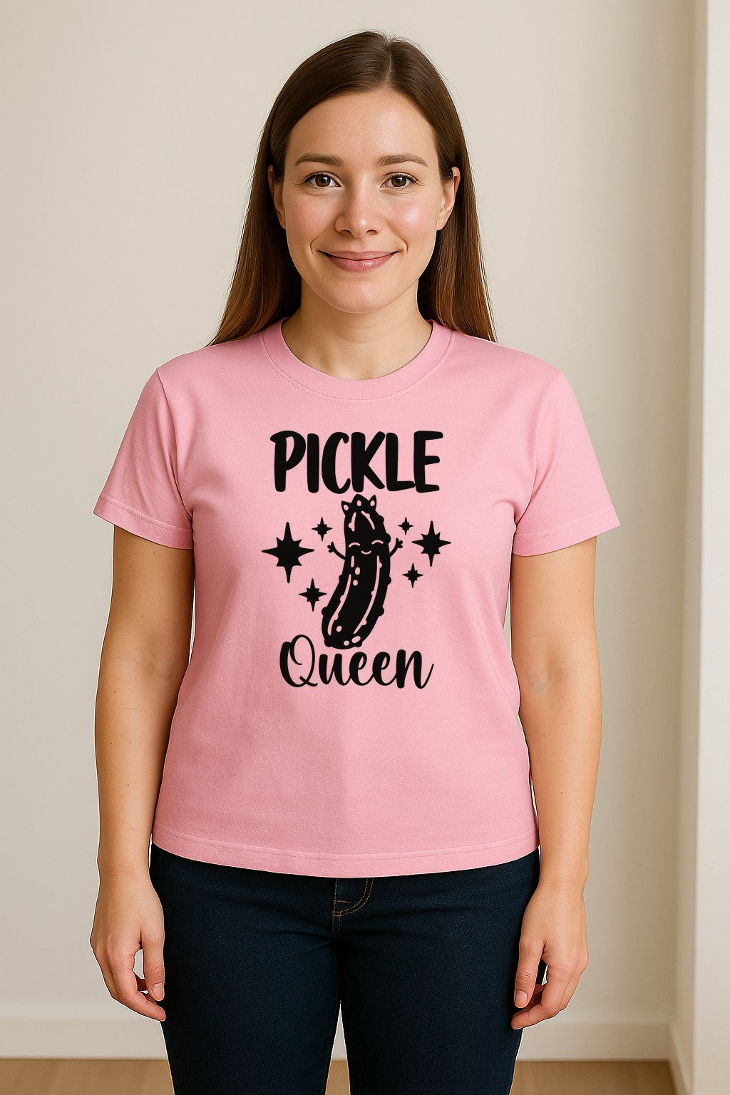 Pickle Queen T-Shirt, Funny Crowned Dill Graphic with Sparkling Stars for Food Lovers