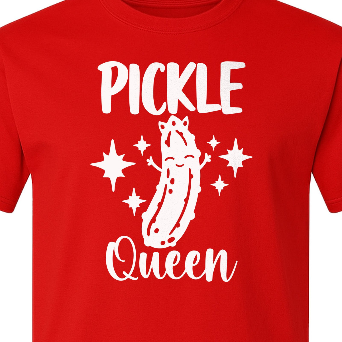 Pickle Queen T-Shirt, Funny Crowned Dill Graphic with Sparkling Stars for Food Lovers