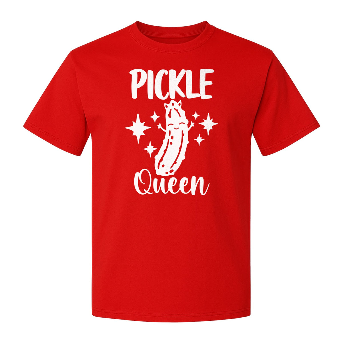 Pickle Queen T-Shirt, Funny Crowned Dill Graphic with Sparkling Stars for Food Lovers