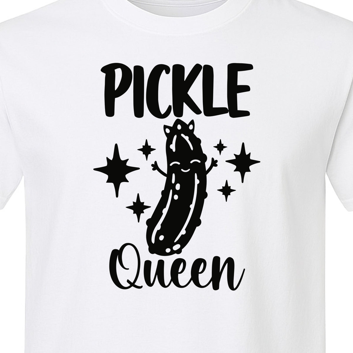 Pickle Queen T-Shirt, Funny Crowned Dill Graphic with Sparkling Stars for Food Lovers