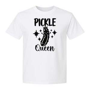 Pickle Queen T-Shirt, Funny Crowned Dill Graphic with Sparkling Stars for Food Lovers