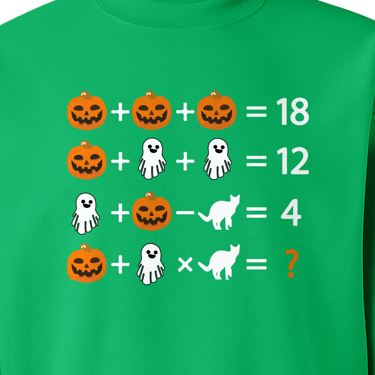 Halloween Math Teacher Sweatshirt, Pumpkin Ghost Cat Equation Puzzle Crewneck for Classroom Fun