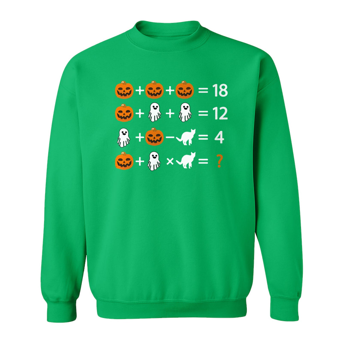Halloween Math Teacher Sweatshirt, Pumpkin Ghost Cat Equation Puzzle Crewneck for Classroom Fun