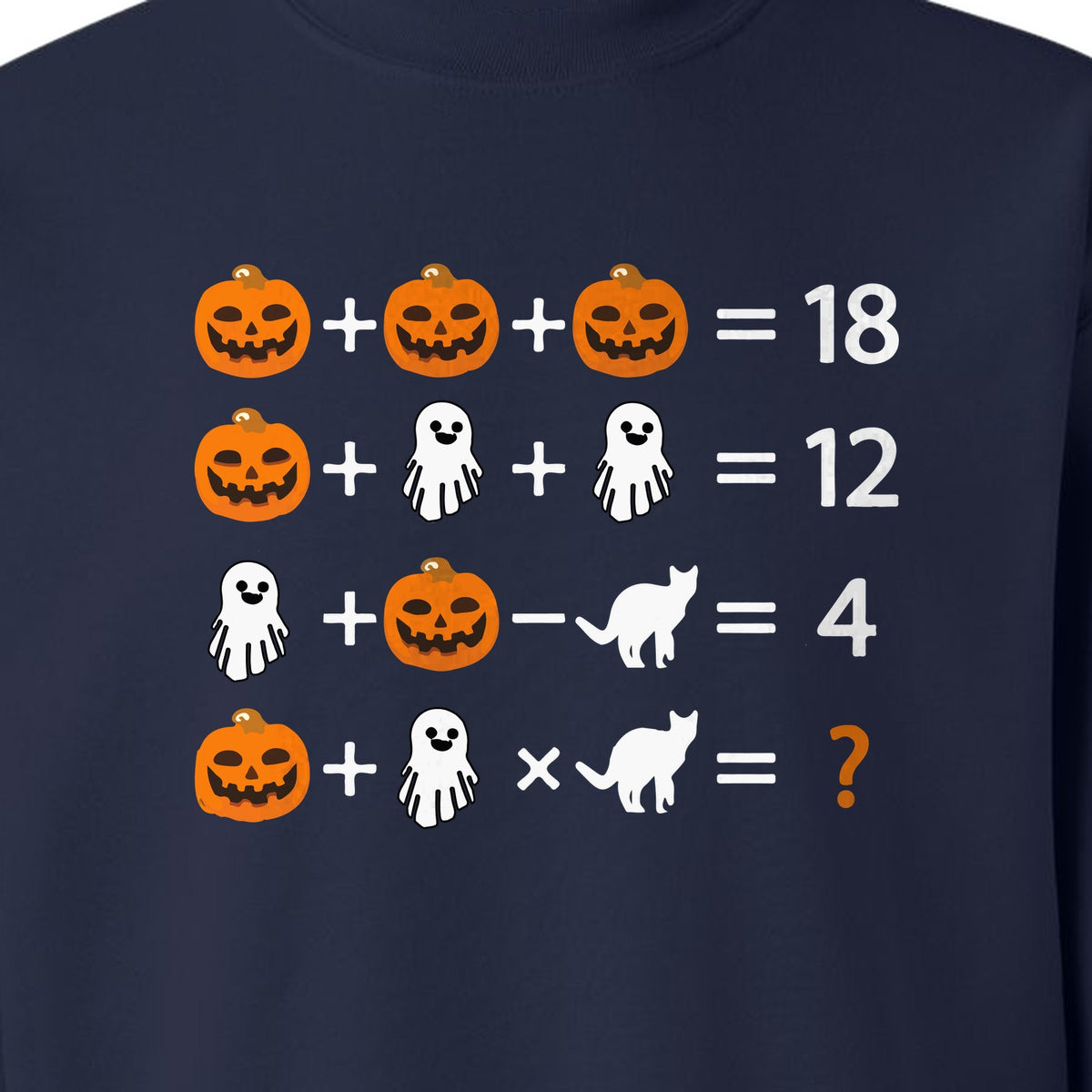 Halloween Math Teacher Sweatshirt, Pumpkin Ghost Cat Equation Puzzle Crewneck for Classroom Fun