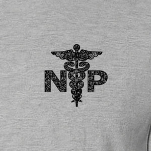 Nurse Practitioner T-Shirt, Distressed NP Caduceus Left Chest Design for Medical Professionals