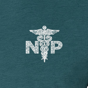 Nurse Practitioner T-Shirt, Distressed NP Caduceus Left Chest Design for Medical Professionals