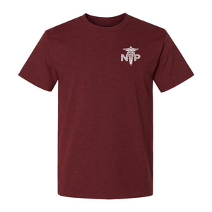 Nurse Practitioner T-Shirt, Distressed NP Caduceus Left Chest Design for Medical Professionals