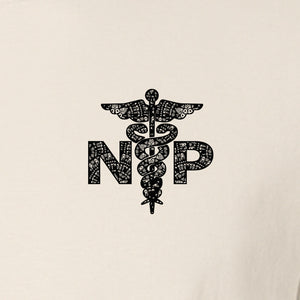 Nurse Practitioner T-Shirt, Distressed NP Caduceus Left Chest Design for Medical Professionals