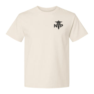 Nurse Practitioner T-Shirt, Distressed NP Caduceus Left Chest Design for Medical Professionals
