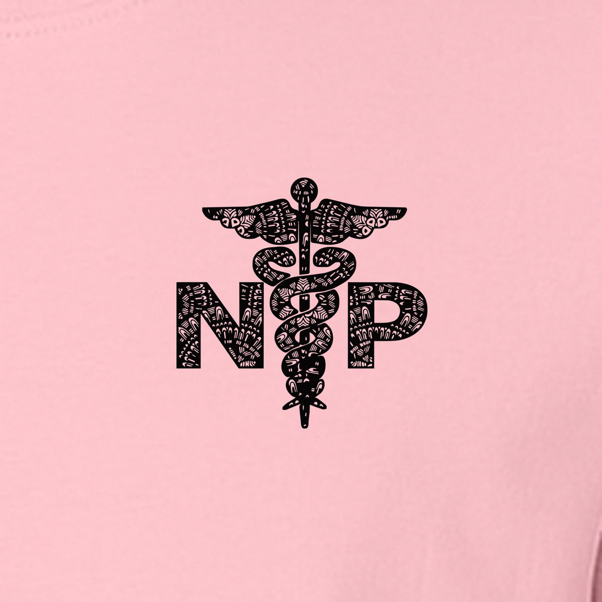 Nurse Practitioner T-Shirt, Distressed NP Caduceus Left Chest Design for Medical Professionals