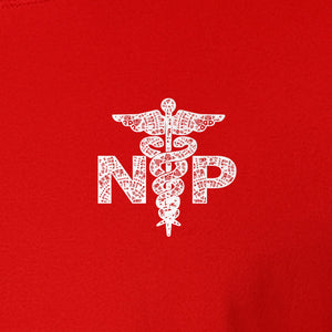 Nurse Practitioner T-Shirt, Distressed NP Caduceus Left Chest Design for Medical Professionals