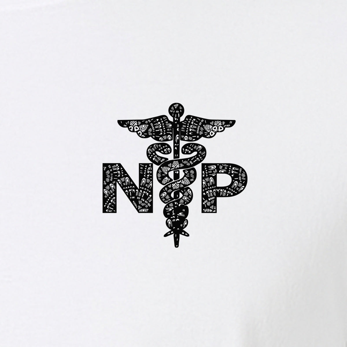 Nurse Practitioner T-Shirt, Distressed NP Caduceus Left Chest Design for Medical Professionals