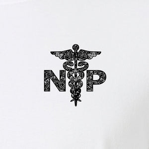 Nurse Practitioner T-Shirt, Distressed NP Caduceus Left Chest Design for Medical Professionals