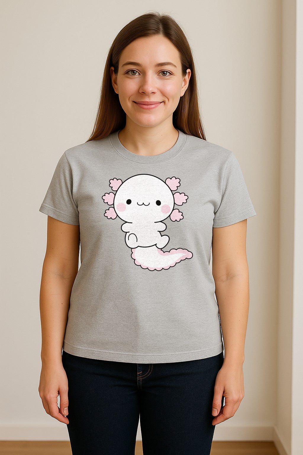 Axolotl T-Shirt, Cute Cartoon Amphibian Graphic for Animal Lovers and Kawaii Fans