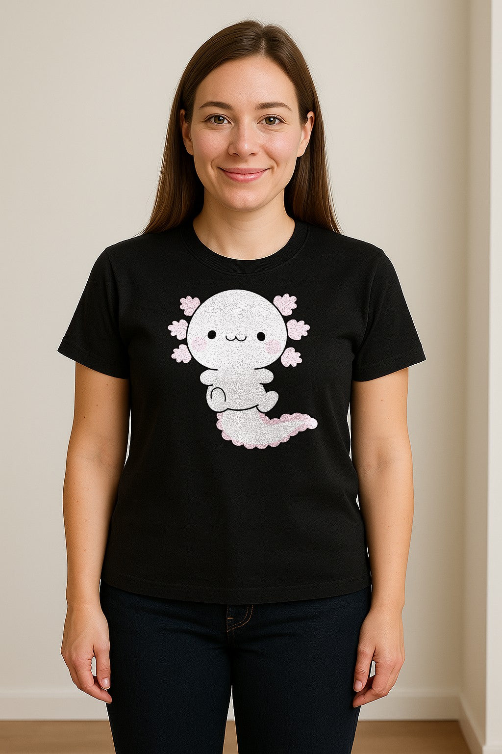 Axolotl T-Shirt, Cute Cartoon Amphibian Graphic for Animal Lovers and Kawaii Fans
