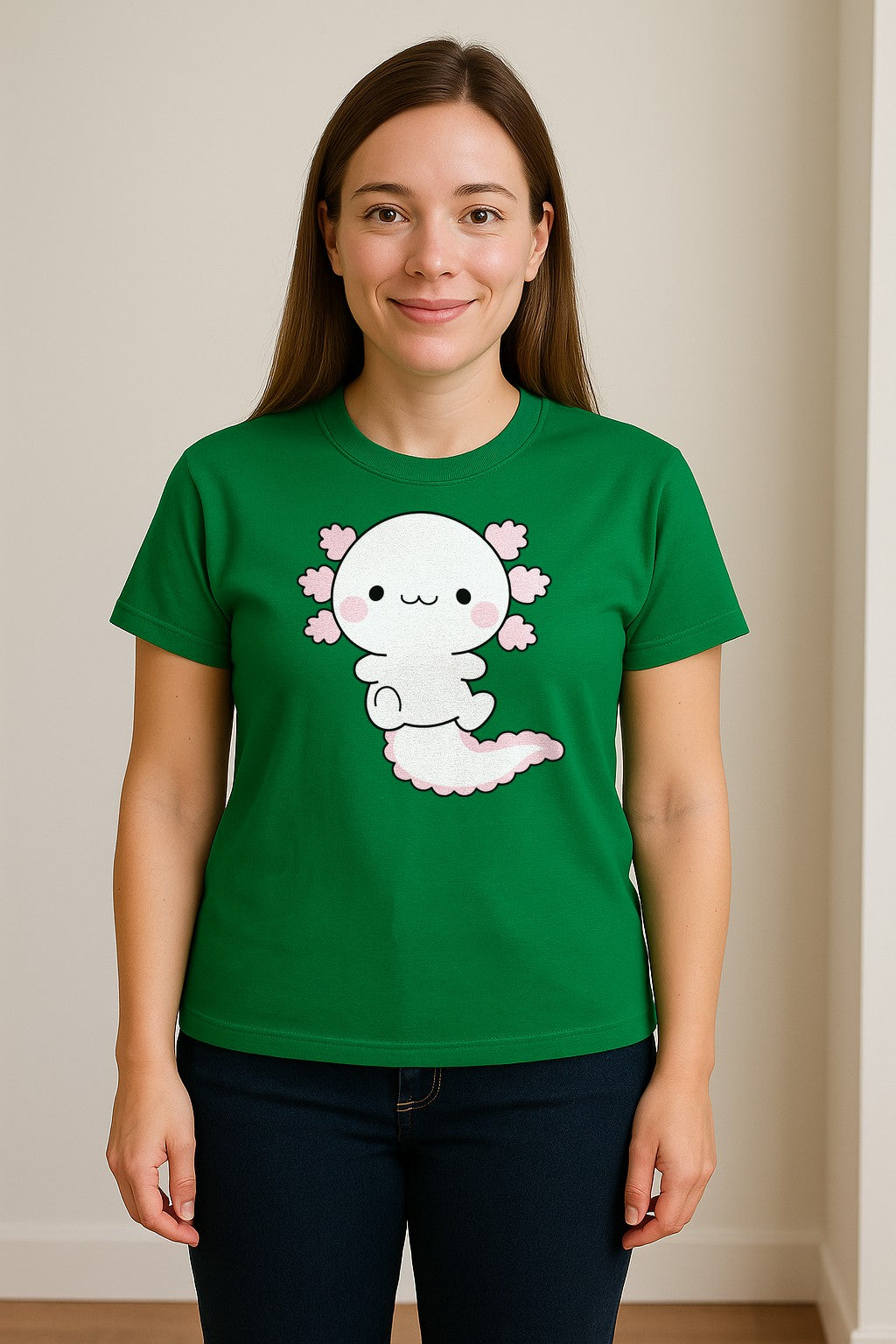 Axolotl T-Shirt, Cute Cartoon Amphibian Graphic for Animal Lovers and Kawaii Fans