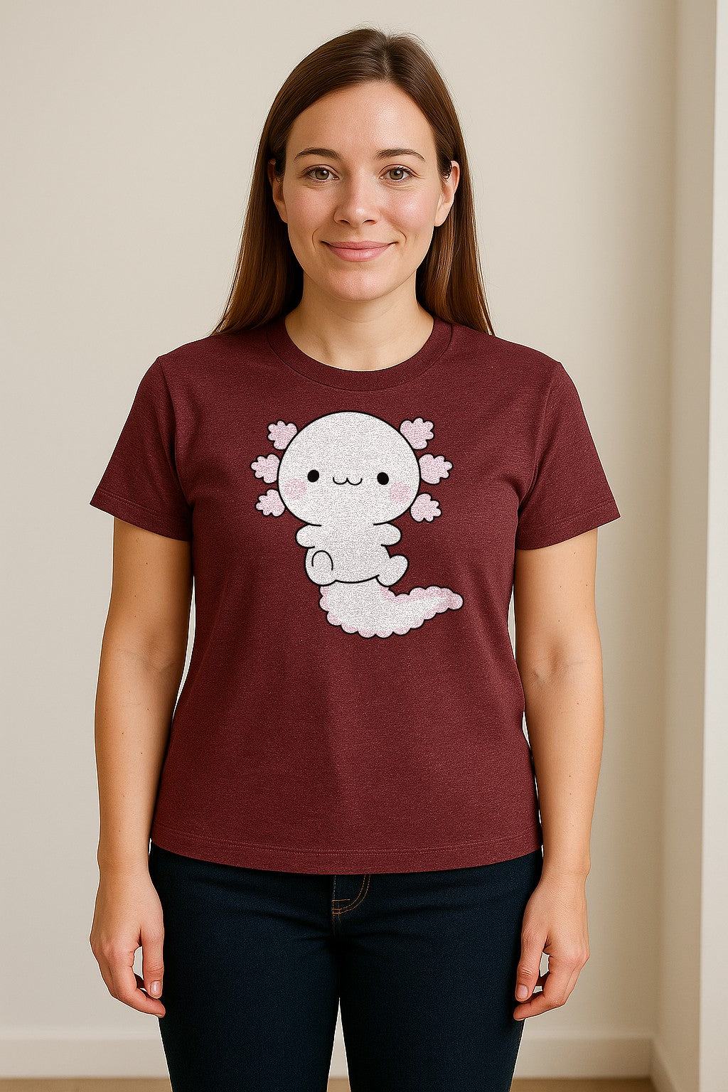 Axolotl T-Shirt, Cute Cartoon Amphibian Graphic for Animal Lovers and Kawaii Fans