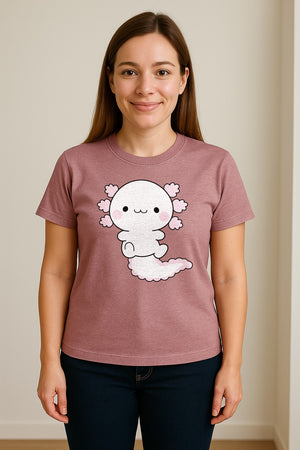 Axolotl T-Shirt, Cute Cartoon Amphibian Graphic for Animal Lovers and Kawaii Fans