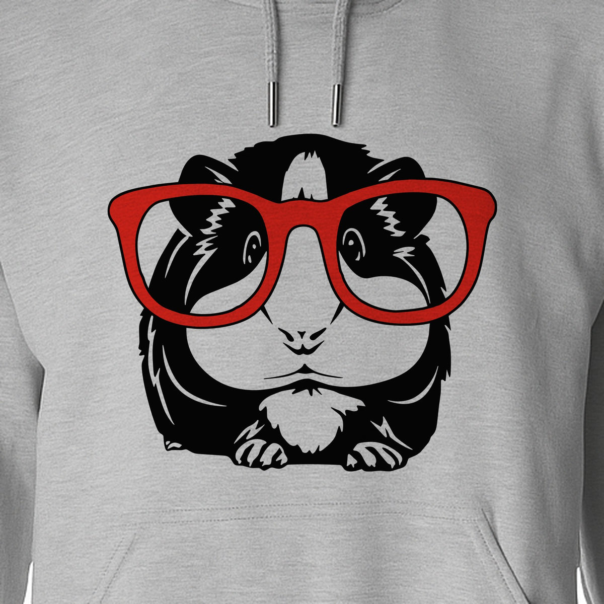 Guinea Pig Hoodie with Glasses, Funny Fluffy Animal Pullover for Pet Owners and Adult Birthdays