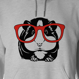Guinea Pig Hoodie with Glasses, Funny Fluffy Animal Pullover for Pet Owners and Adult Birthdays