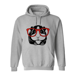 Guinea Pig Hoodie with Glasses, Funny Fluffy Animal Pullover for Pet Owners and Adult Birthdays