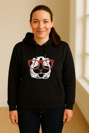 Guinea Pig Hoodie with Glasses, Funny Fluffy Animal Pullover for Pet Owners and Adult Birthdays