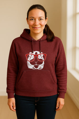 Guinea Pig Hoodie with Glasses, Funny Fluffy Animal Pullover for Pet Owners and Adult Birthdays