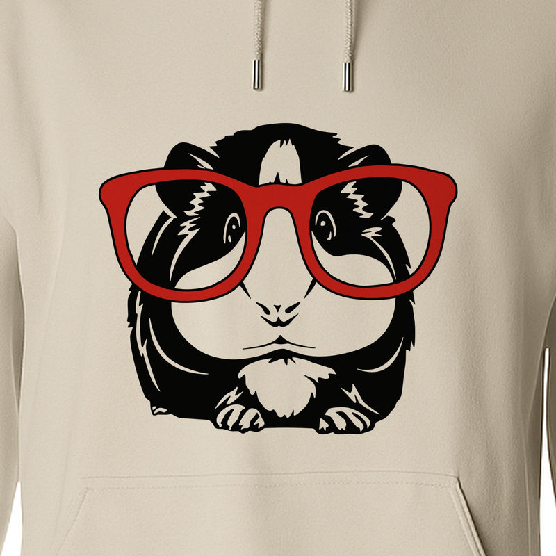 Guinea Pig Hoodie with Glasses, Funny Fluffy Animal Pullover for Pet Owners and Adult Birthdays
