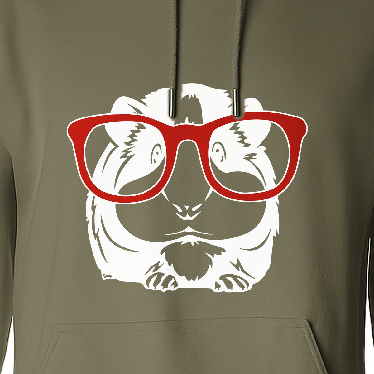 Guinea Pig Hoodie with Glasses, Funny Fluffy Animal Pullover for Pet Owners and Adult Birthdays
