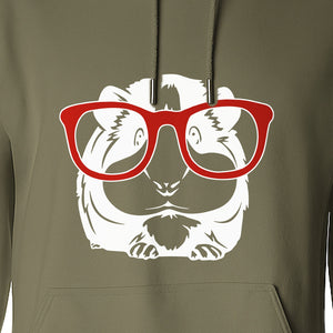 Guinea Pig Hoodie with Glasses, Funny Fluffy Animal Pullover for Pet Owners and Adult Birthdays