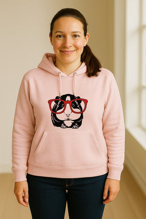 Guinea Pig Hoodie with Glasses, Funny Fluffy Animal Pullover for Pet Owners and Adult Birthdays