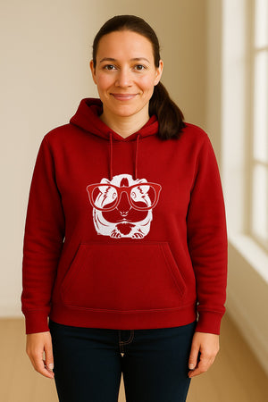 Guinea Pig Hoodie with Glasses, Funny Fluffy Animal Pullover for Pet Owners and Adult Birthdays