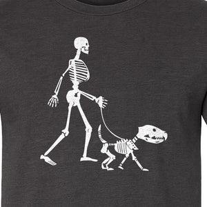 Skeleton Dog T-Shirt, Walker with Canine Bones Halloween Graphic for Pet Owners