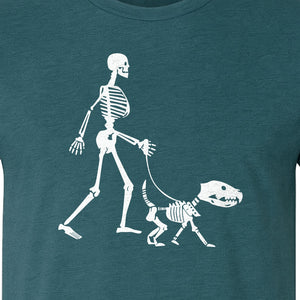 Skeleton Dog T-Shirt, Walker with Canine Bones Halloween Graphic for Pet Owners
