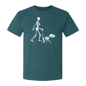 Skeleton Dog T-Shirt, Walker with Canine Bones Halloween Graphic for Pet Owners