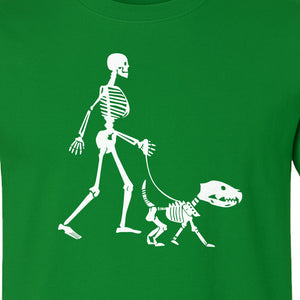 Skeleton Dog T-Shirt, Walker with Canine Bones Halloween Graphic for Pet Owners