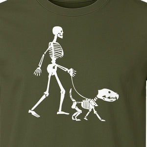 Skeleton Dog T-Shirt, Walker with Canine Bones Halloween Graphic for Pet Owners