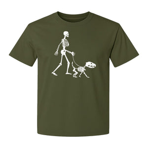 Skeleton Dog T-Shirt, Walker with Canine Bones Halloween Graphic for Pet Owners